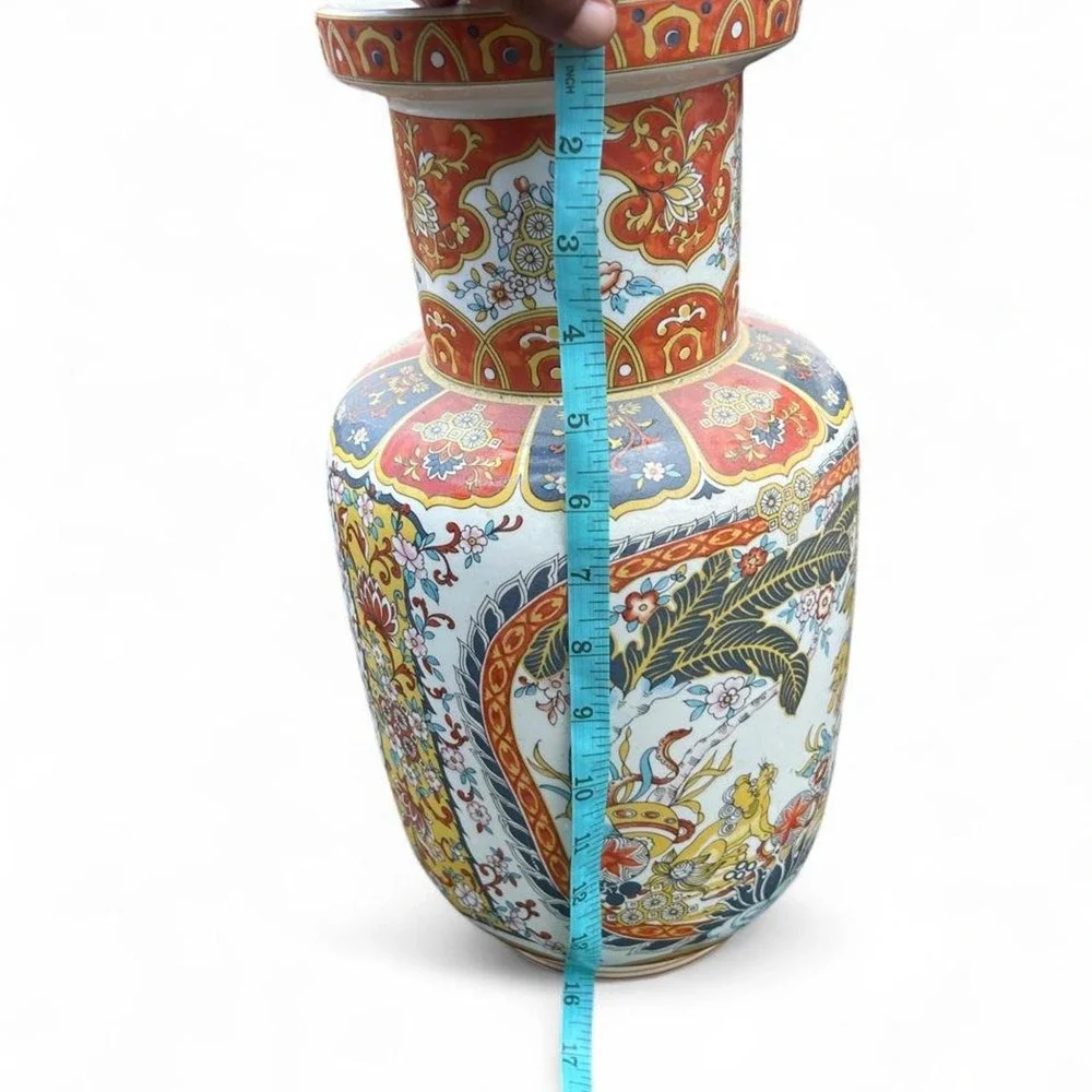 Vintage Ardalt Chinoiserie Italian Vase Imari Foo Dog Decor Home Accessory OS